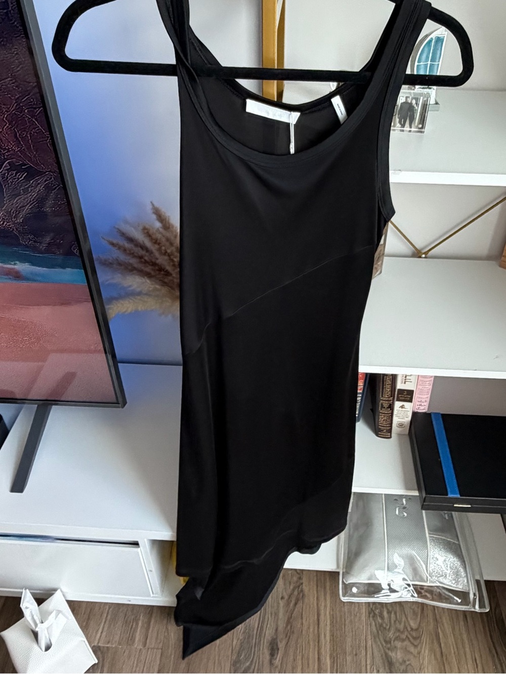 Helmut Lang Black Asymmetrical Sleeveless Dress